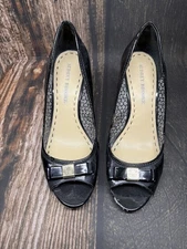 Audrey Brooke Open Toe Heels Black Size 9M