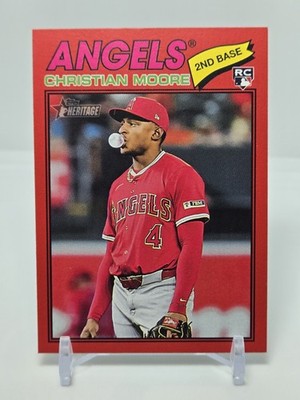 Christian Moore (RC) - 2026 Topps Heritage #249 Red Parallel Team Color Match SP