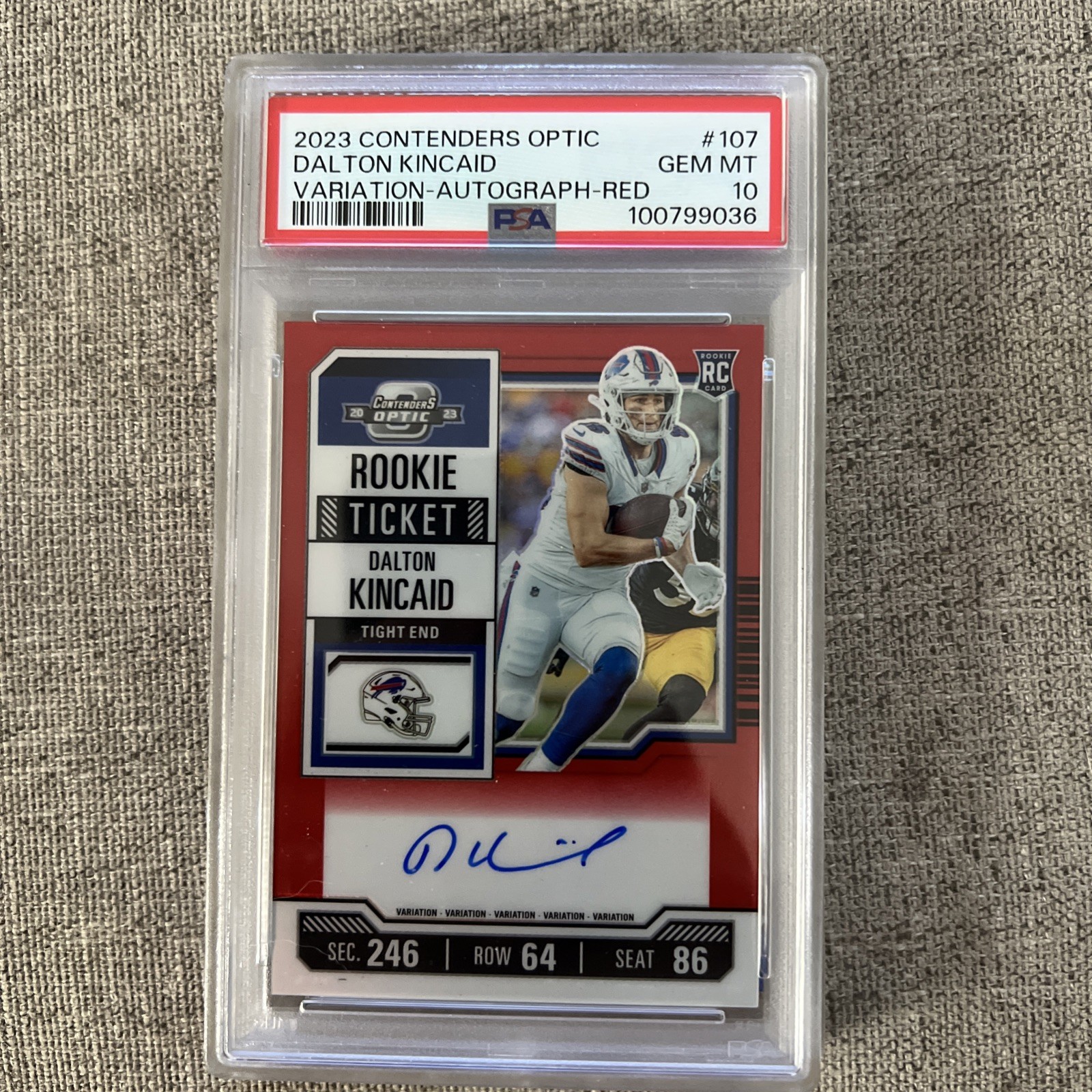 2023 Panini Contenders Optic Red Rookie Dalton Kincaid Auto 05/99 - PSA 10💎