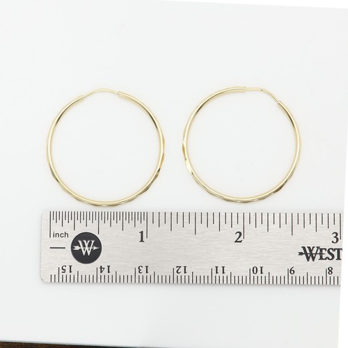 Gold Creolen Ohrringe Endlos Verschluss Echt 14k Creolen 1,25' Zoll Diamantschliff Textur - Bild 3 von 6