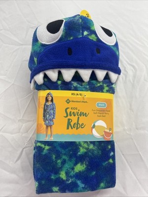 Shark Boys Girls Character Hoodie Soft French Terry Swim Bath Robe XS(4/5)