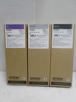 EPSON LOT OF 3 T55K8 T55K7 T55KD 700ml SureColor P9000 P8000 P7000 P6000