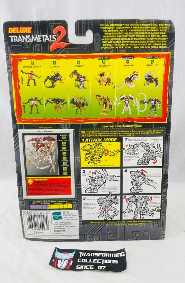 Transformers Beast Wars Transmetals 2 Deluxe Class Dinobot MOSC - Image 2 of 2