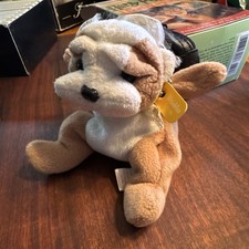 Russ Berrie Bulldog Dog Plush Stuffed Animal Brown White Small 1999 Tags