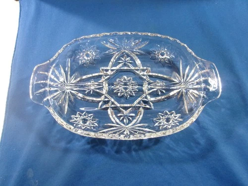 Vintage Anchor Hocking Star of David Divided Relish Dish Pressed Clear Glass