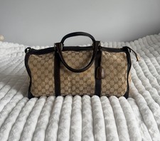 Gucci Boston GG Web Shoulder Bag Large Brown Canvas/Leather