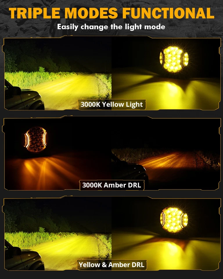 AUXBEAM 3" 5" 7" LED Work Light Fog Driving Pods Amber DRL for Chevy Silverado - Image 2 of 4