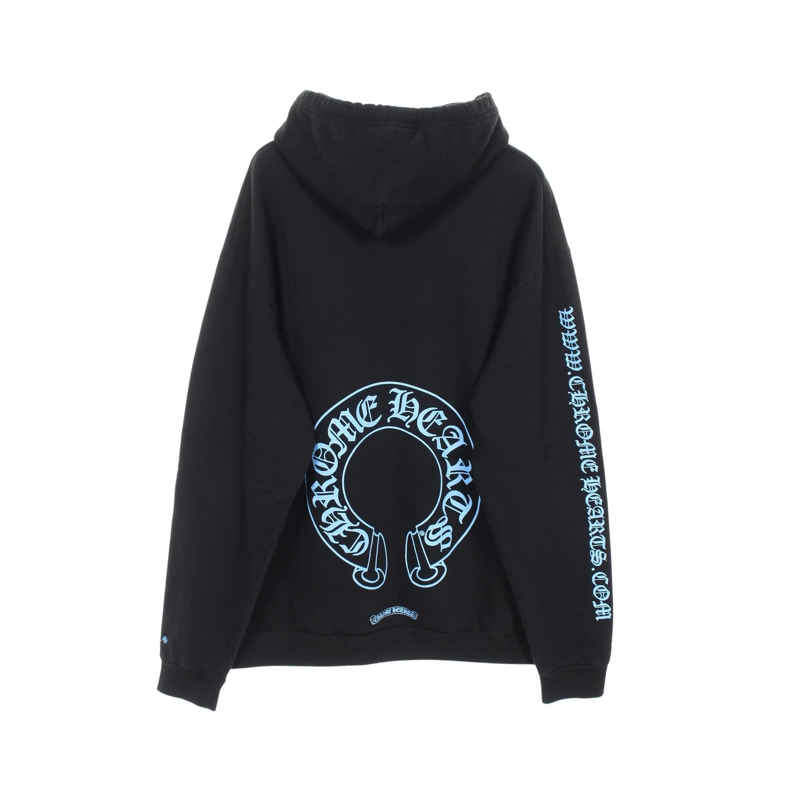 CHROME HEARTS 【Tops】Cuori Cromati Ferro di Cavallo Stampa Schiena Pullover Felpa con Cappuccio Cotone Nero Online