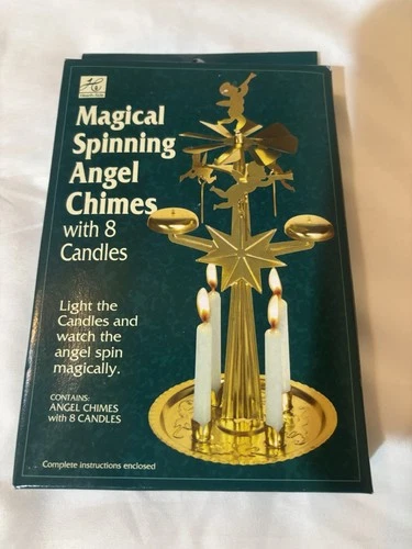 Vintage Hearth-Side Magical Spinning Angel Chimes Christmas Carousel w 8 Candles video thumbnail