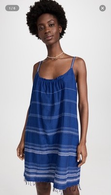 lemlem Inku Swing Dress Mini Blue Size M