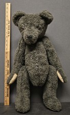 Vintage Large 22" Tall Gray/Black Teddy Bear Jointed Plush Felt Paw Pads