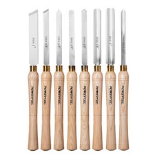 POWERTEC 8 Pcs Wood Lathe Chisel Set HSS Steel Blades