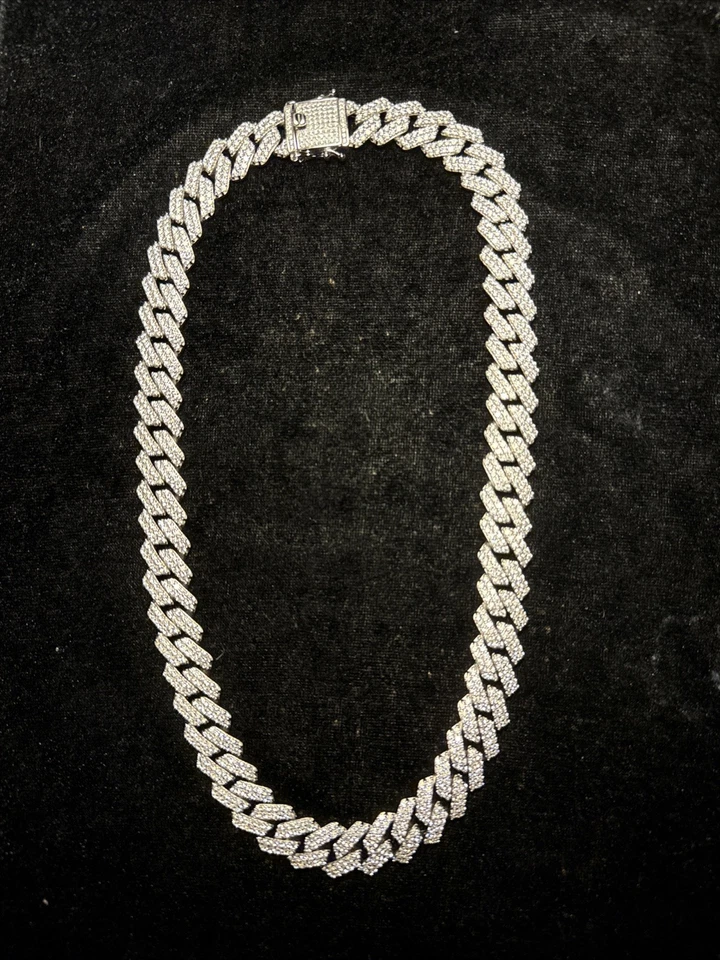 COLLAR CADENA PLATA ESTERLINA 925 SWAROVSKI CUBANO 18 PULGADAS MUY BONITO Foto 3 de 4