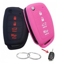Silicone Rubber Key Fob Cover Compatible with 2013-2019 Hyundai Santa Fe