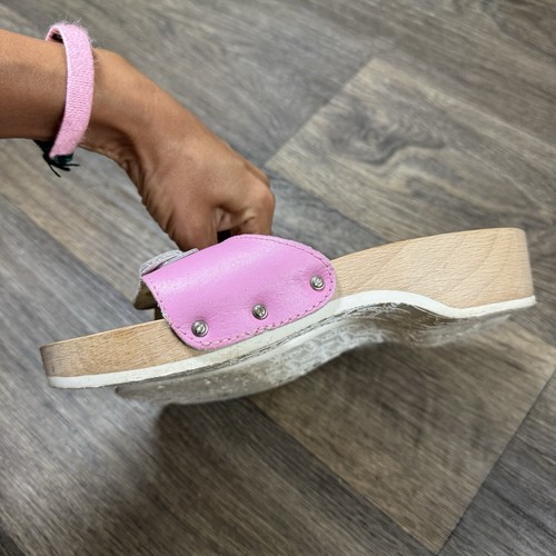 Vtg Dr Scholls 70’s Style Wooden Exercise Sandals Shoes Made In Italy Pink 7/37 - Picture 7 of 12