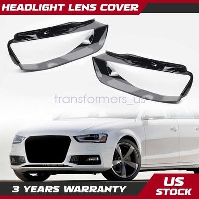 Pair Headlight Lamp Covers Lens Shell For Audi A4 A4L B9 B8 PA B8.5 2013-2016