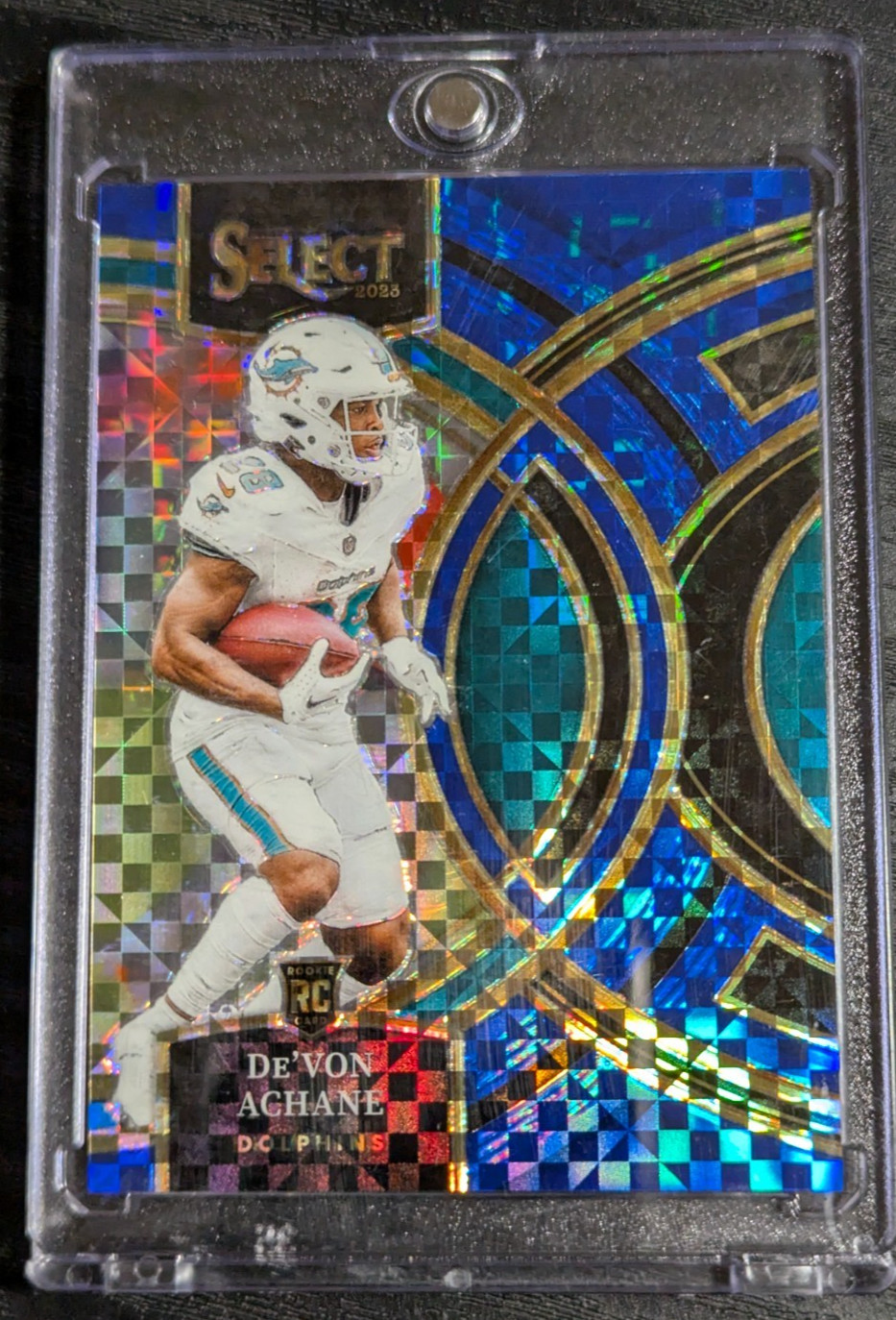 2023 Panini Select #176 De'Von Achane Blue Checkerboard Prizms Rookie  #/149