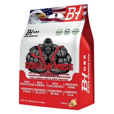 Gorilla Mass Gainer 8KG Vanilla Muscle Building Weight Gainer | Black Hammer USA