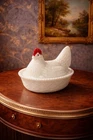 Vintage Westmoreland Milk Glass Hen On Nest Dish Red Comb Candy Bowl