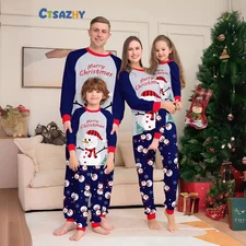 Christmas Snowman Pajamas Matching Sets for Family Xmas Pjs Santa Sleepwear