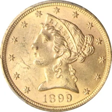 1899 MS63 Liberty Half Eagle PCGS 46170843