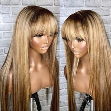 Bangs 13x6 Lace Front Human Hair Wigs Highlight 360 Lace Fringe Wigs Brazilian