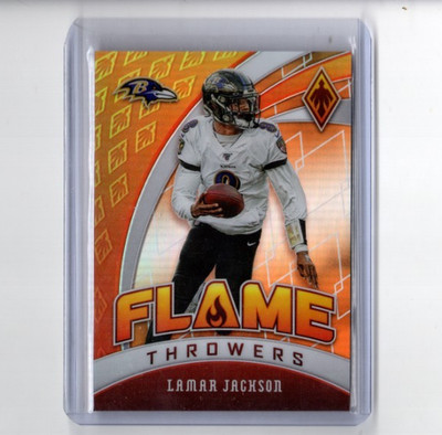 2020 Panini Phoenix Flame Throwers ORANGE Prizm Lamar Jackson Insert #'d 65/99