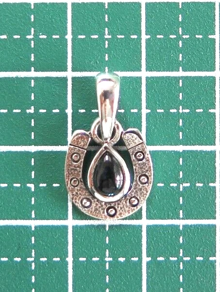 COLGANTE HERRADURA TOPACIO AZUL SUERTE PLATA ESTERLINA 925 Foto 2 de 4