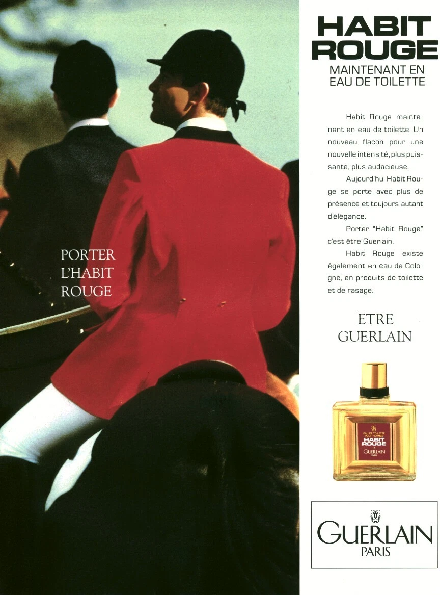 Publicit ancienne parfum Habit Rouge Guerlain 1989 issue de