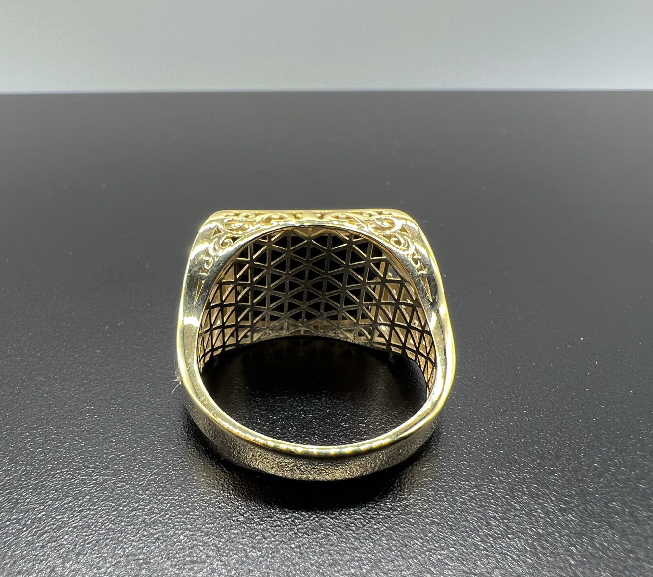 Mens 9ct Gold Ring With Real Rectangular Onyx Gemstone UK Sizes QY