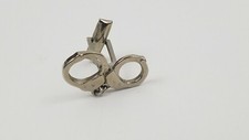 Handcuffs Cufflink Single Silver Tone Vintage Crafts Repurpose Unbranded