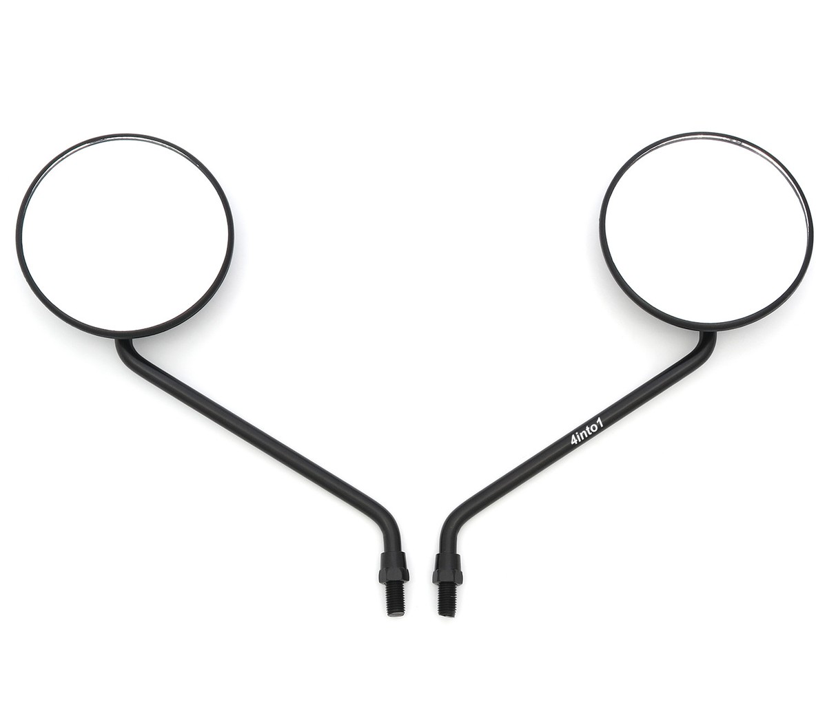 Set Of 2 Universal Round Black Motorcycle Mirrors - M10x1.25 Thread For Honda, Kaw, Suz