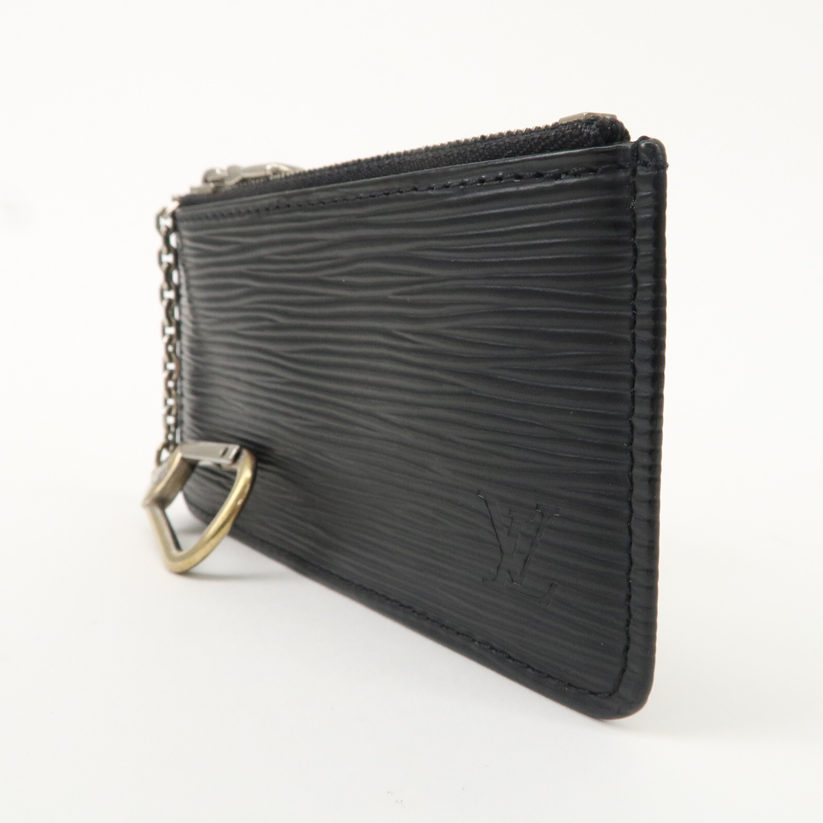 Louis Vuitton Epi Pochette Cles Coin Case Black Noir M63802 Auth Used