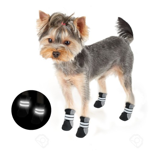 Waterproof Dog Boots Paw Protector Small Dog Shoes Reflective Strap Anti-Slip - Picture 10 of 15