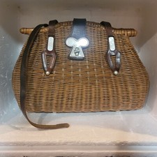 Vintage Wicker Basket Handbag Leather Trim Retro MCM Purse Handle Needs Repair