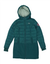 Kangaroos Womens Hooded Padded Coat Uk 12 Medium Turquoise Polyester Am10