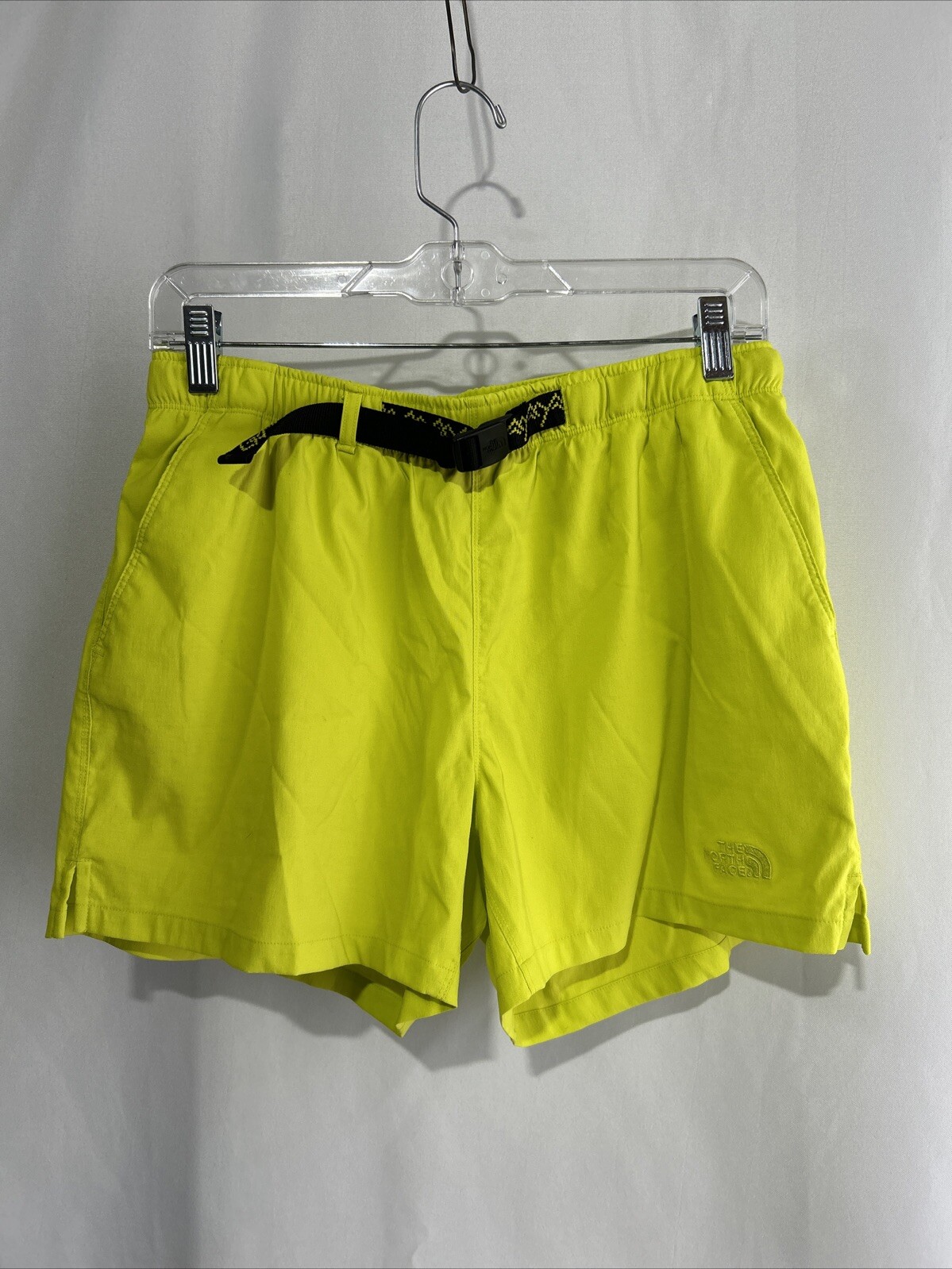 The North Face Shorts Womens M Belted 100% Nylon Hiking Camping Neon yellow