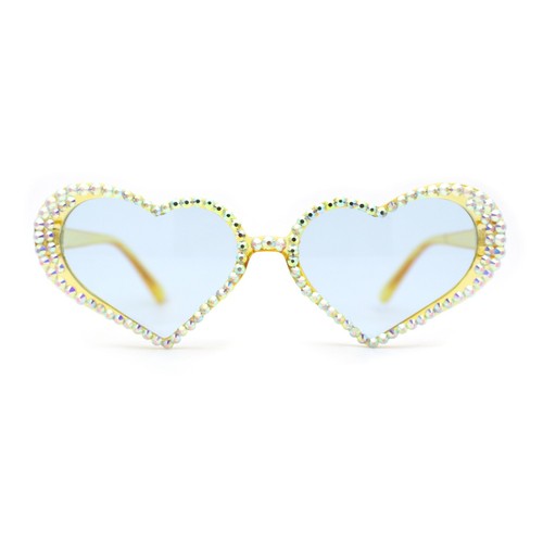 Damen-Sonnenbrille irisierend Strass Glitzer sprudelnd Herzform - Bild 33 von 60