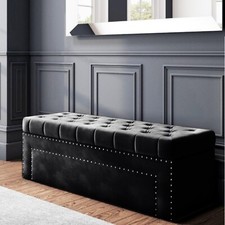 Duke Chesterfield Upholstered Ottoman Storage Box, End of Bed Storage Bench