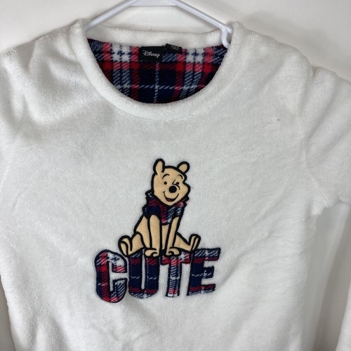 Disney Love to Lounge Winnie The Pooh White Red Plaid CUTE Sweater Size M (6-8) - Picture 2 of 10