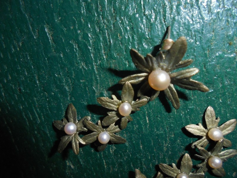 ANTIQUE FAUX PEARL EARRINGS approx 2" DROP DANGLE