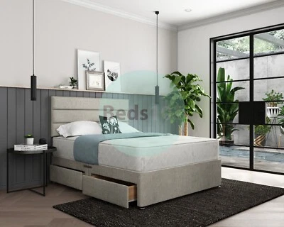 BEDS101 BRAND NEW COMPLETE DIVAN BED LINEN FABRIC + MATTRESS + DIVAN BASE + HEADBOARD