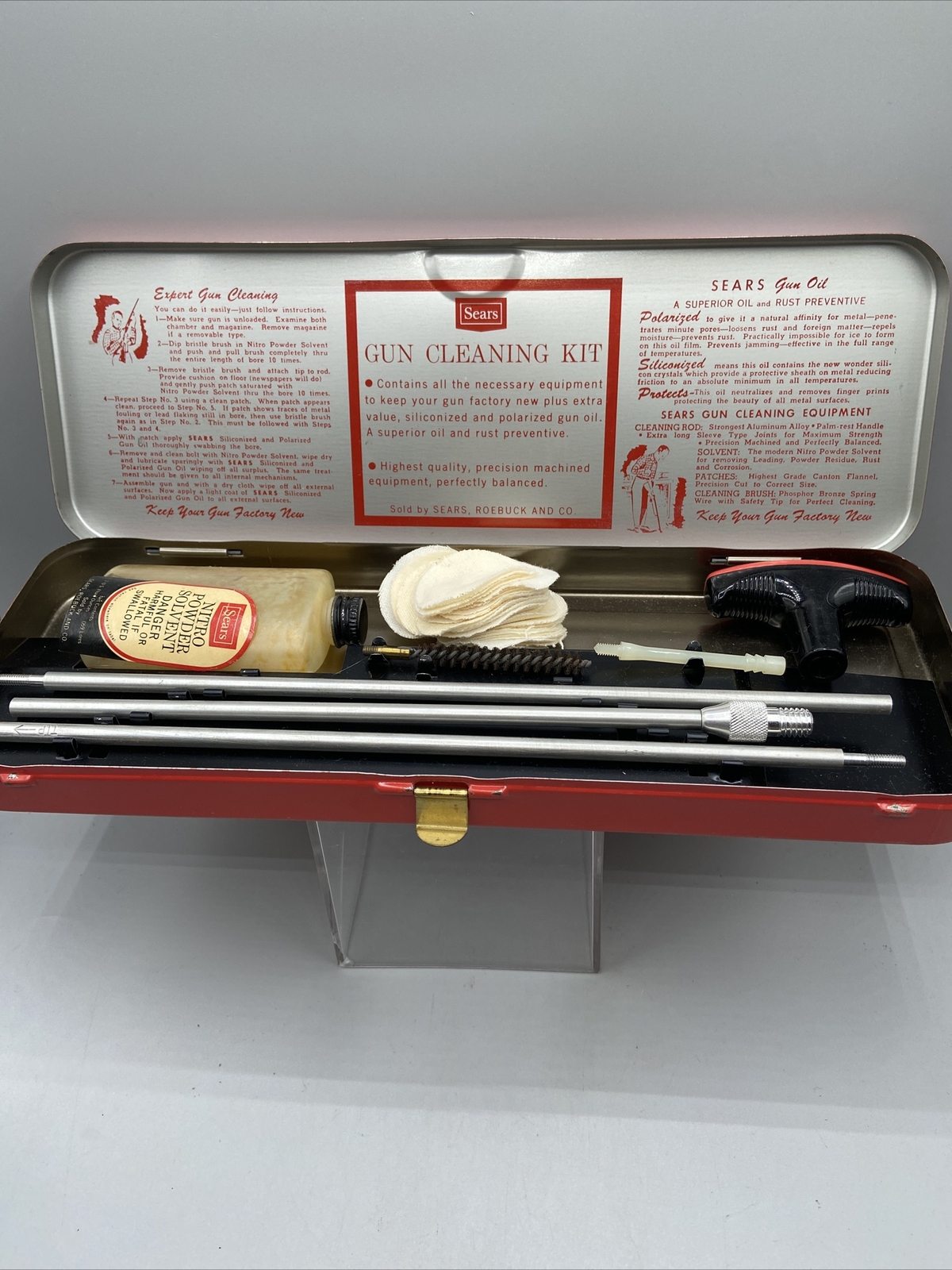 VINTAGE SEARS GUN CLEANING KIT NO. 20253 30 CAL. RED METAL CASE eBay