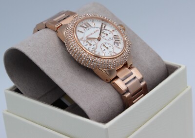 New Authentic Michael Kors Camille Rose Gold Chronograph Women's