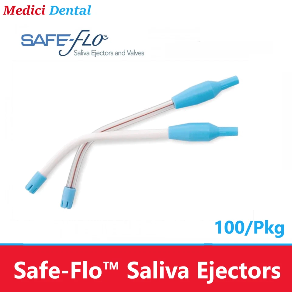Eyectores de saliva dentales Safe-Flo™ 100/Paquete, blanco - Crosstex punta flexible M1000WHBU Foto 2 de 2