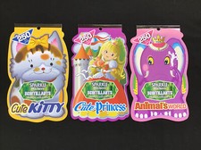 Set Of 3 Sparkle sticker Books 750 Stickers  Cute Kitty / Princess / Animals