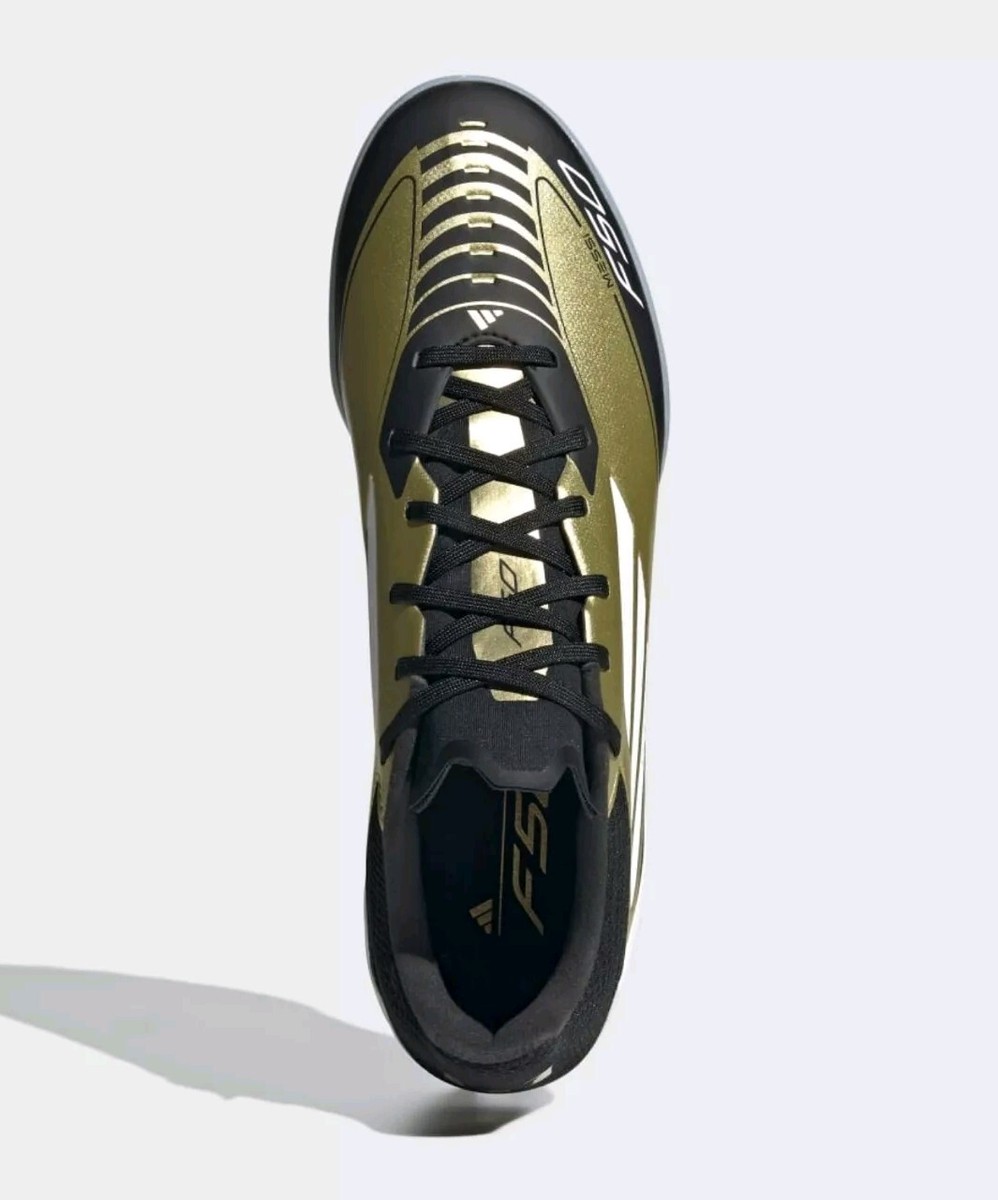 ADIDAS MEN'S MESSI F50 LEAGUE TURF SOCCER SHOES GOLD WHITE