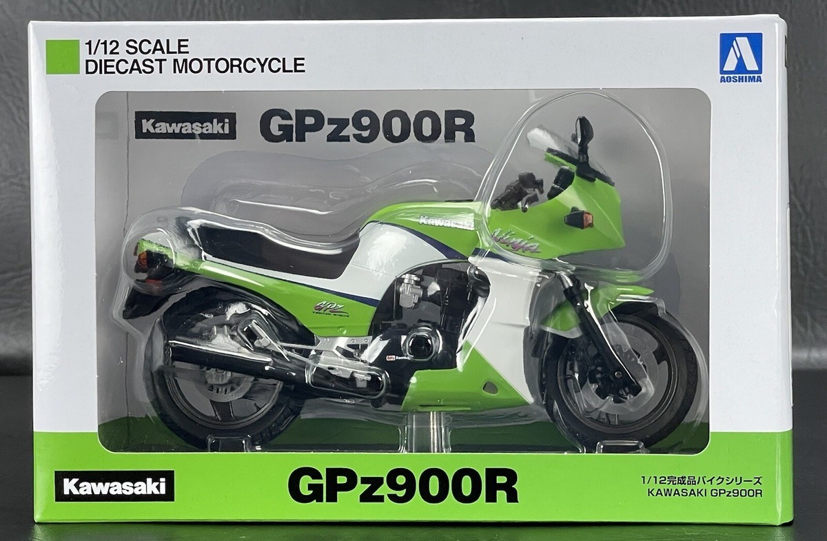 AOSHIMA 1:12 Diecast Motorcycle Kawasaki GPz900R Green/White