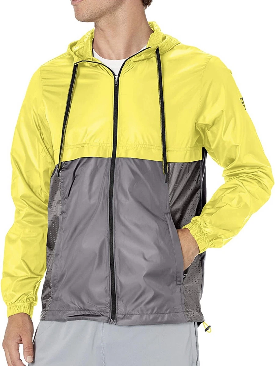 Under Armour Grey Yellow UA Sportstyle Windbreaker Lightweight Jacket Mens  2XL