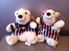 COCA COLA SET OF 2 YOUNG POLAR BEARS BEAN BAG PLUSH STYLE 0182 0183 MINT 1998